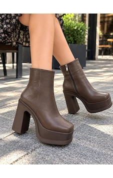 Asmi Shoes Kadın Latina Kahverengi 12 Cm Platform Topuklu Fermuarlı Bot Asmi Shoes Kadın Latina Kahverengi 12 Cm Platform Topuklu Fermuarlı Bot
