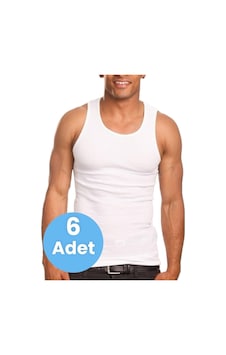 Mood Agenda Erkek Pamuklu Penye Atlet 6'lı Paket Beyaz