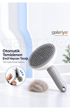 Otomatik Temizlenen Tuşlu Evcil Hayvan Fırçası Kedi Köpek Tüy Toplayıcı Gri Grı Otomatik Temizlenen Tuşlu Evcil Hayvan Fırçası Kedi Köpek Tüy Toplayıcı Gri Grı
