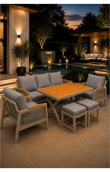 Garden Serisi Balkon Takımı, 3-1-1 Cappuccino Bahçe Takımı, 3'lü Koltuk 70x180, 2 Tekli Koltuk 70x70, Masa 70x110, 2 Puf Gri Garden Serisi Balkon Takımı, 3-1-1 Cappuccino Bahçe Takımı, 3'lü Koltuk 70x180, 2 Tekli Koltuk 70x70, Masa 70x110, 2 Puf Gri