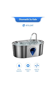 Els Pet Kedi Köpek Su Pınarı Çelik 3.5l Els-wf170 Sessiz Ve Hijyenik Otomatik Su Kabı