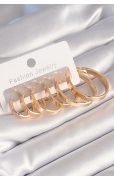 Pirinç Gold Renk Halka Kadın Küpe Seti Çok Renkli Pirinç Gold Renk Halka Kadın Küpe Seti Çok Renkli