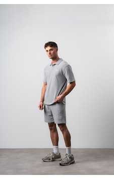 Erkek 242 Nakışlı Regular Fit T-shirt Şort Takım Gri Erkek 242 Nakışlı Regular Fit T-shirt Şort Takım Gri