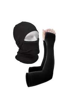 Motorcu Kurye İçin Kol Koruyucu Kol Koruma Kılıfı + Koruyucu Maske Set 2li Termal Set Kol Yüz Korur Siyah