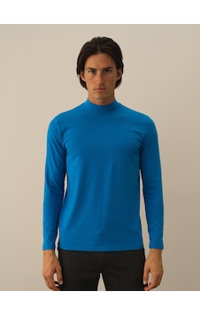 Xint Mavi Modal Dokulu Slim Fit Uzun Kollu Tişört 502040 Xint Mavi Modal Dokulu Slim Fit Uzun Kollu Tişört 502040