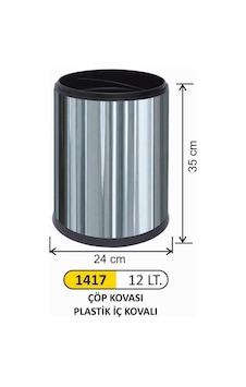 Ofis Tipi Çöp Kovası 12 Litre Paslanmaz(Kovalı) Çelik