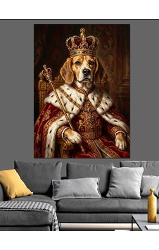 Tahtta Oturan Kral Beagle Köpeği Dekoratif Kanvas - Mdf Ahşap Tablo Tahtta Oturan Kral Beagle Köpeği Dekoratif Kanvas - Mdf Ahşap Tablo