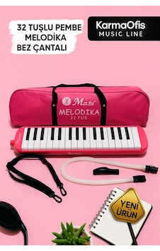 32 Tuşlu Pembe Melodika Bez Çantalı Pembe 32 Tuşlu Pembe Melodika Bez Çantalı Pembe