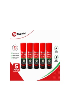 Fixpoint Glue Stick Yapıştırıcı 21 Gr 5 Adet Solvent İçermez Kağıt Karton Okul Ofis Kırtasiye Yapıştırıcısı Fixpoint Glue Stick Yapıştırıcı 21 Gr 5 Adet Solvent İçermez Kağıt Karton Okul Ofis Kırtasiye Yapıştırıcısı