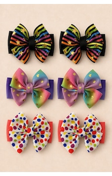 Esila Kids Kız Çocuk Toka Seti Rengarenk Desenli 6'lı Set Çok Renkli Esila Kids Kız Çocuk Toka Seti Rengarenk Desenli 6'lı Set Çok Renkli