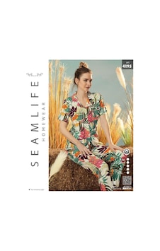 Seamlife Kadın Kısa Kol Dokuma Gömlek Pijama Takımı Krem Seamlife Kadın Kısa Kol Dokuma Gömlek Pijama Takımı Krem