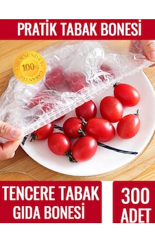 Dofix 300 Adet Pratik Tazeliği Koruyan Tabak Bonesi Çok Amaçlı Kapak Gıda Bonesi -40cm Şeffaf
