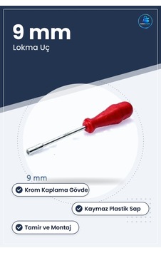 Lokma Uçlu Tornavida 9mm Alaşımlı Çelik Krom Kaplama Gövde Kaymaz
