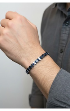 Valmont Accessories Mavi Detaylı Hematit Taşlı Ayarlanabilir Erkek Bileklik Modern Minimal Tasarım Antrasit Valmont Accessories Mavi Detaylı Hematit Taşlı Ayarlanabilir Erkek Bileklik Modern Minimal Tasarım Antrasit