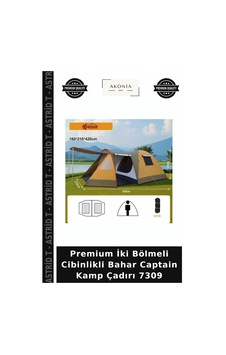 Premium İki Bölmeli Cibinlikli Bahar Captain Kamp Çadırı 7309 Standart Premium İki Bölmeli Cibinlikli Bahar Captain Kamp Çadırı 7309 Standart
