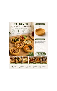 6 Lı Bambu Çerezlik Seti Doğal Ahşap Kuruyemiş Ve Atıştırmalık Sunum Kasesi