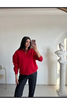 Kozia Outdoors Bisiklet Yaka Oversize Triko Kazak Kırmızı Kozia Outdoors Bisiklet Yaka Oversize Triko Kazak Kırmızı