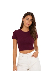 Only Onlhannah S/s O-neck Short Top Kadın Crop T-shirt 15353070 Bordo Only Onlhannah S/s O-neck Short Top Kadın Crop T-shirt 15353070 Bordo