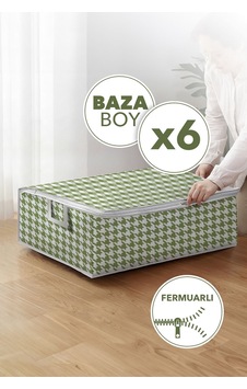6 Adet Yeşil Kaz Ayağı Desenli Hurc Büyük Boy Yeşil