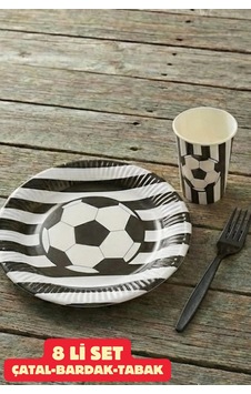 Futbol Temalı Siyah Beyaz Çizgili Taraftar Parti Seti Tabak Bardak Çatal Doğum Günü Süslemesi Tüm Yaşlar Futbol Temalı Siyah Beyaz Çizgili Taraftar Parti Seti Tabak Bardak Çatal Doğum Günü Süslemesi Tüm Yaşlar