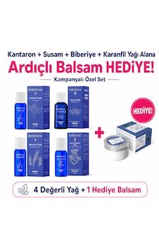 Shiffa Home Kantaron+susam+biberiye+karanfil Yağı Alana Ardıçlı Balsam Hediye Masaj Bakım Seti