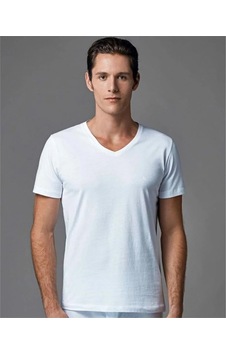 Eros Ers039 Erkek V Yaka T-shirt Atlet İkili Paket - Beyaz Çok Renkli
