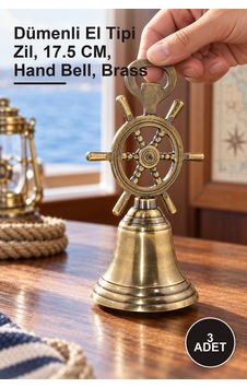 3 Adet Pirinç El Çanı Dümenli El Tipi Zil, 17.5 Cm, Hand Bell, Brass 3 Adet Pirinç El Çanı Dümenli El Tipi Zil, 17.5 Cm, Hand Bell, Brass