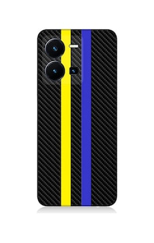 Vivo Y22s Uyumlu Silikon Kılıf Sarı Lacivert Karbon Motif Vivo Y22s Uyumlu Silikon Kılıf Sarı Lacivert Karbon Motif
