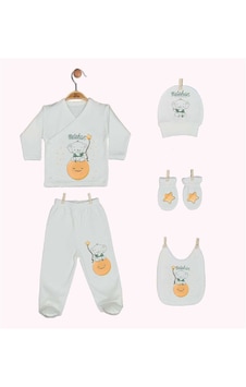 Pia Baby Gl 1932-05 İsme Özel Beşli Zıbın Set Krem