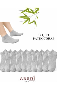 Abani Classic 12 Çift Kısa Patik Erkek Bambu Çorap Gri Abani Classic 12 Çift Kısa Patik Erkek Bambu Çorap Gri