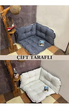 Yer Minderi Çift Taraflı Köşe Minder Gri