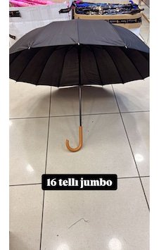 Rainwalker Jumbo Şemsiye 16 Telli Siyah Rainwalker Jumbo Şemsiye 16 Telli Siyah