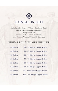Cengiz İnler Kırlangıç Yaka Düz Çift Düğme Slim Fit Erkek Takım Elbise 001 Cengiz İnler Kırlangıç Yaka Düz Çift Düğme Slim Fit Erkek Takım Elbise 001