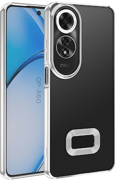 Oppo A60 Kılıf Kamera Korumalı Logo Gösteren Zore Omega Kapak Gümüş