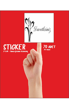 Davetlisiniz Yazılı Kare Yapışkanlı Davetiye Zarf Etiketi Sticker