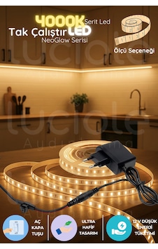 5 Metre Neoglow Led Şerit Işık 4000k Doğal Beyaz 60 Çipli 12v Prizli Tak Çalıştır Işık Bandı 5 Metre Neoglow Led Şerit Işık 4000k Doğal Beyaz 60 Çipli 12v Prizli Tak Çalıştır Işık Bandı