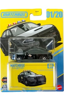 Matchbox Collectors 2023 Dodge Charger Pursuit 01/20 Metal Model Araba Diecast Siyah