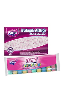 Rengarenk 10'lu Düz Sünger Ve Bulaşık Altlığı Paketi