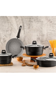 Özlife Fulya 7 Parça Granit Set Siyah Özlife Fulya 7 Parça Granit Set Siyah