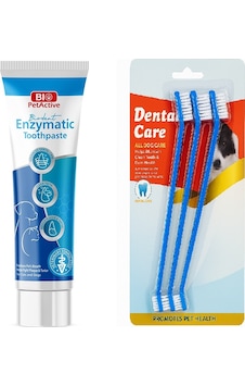 Bio Petactive Biodent Enzymatic Köpek Diş Macunu 100 Ml + Diş Fırçası 3 Lü
