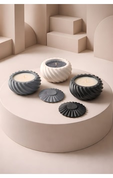 Minimal Spiral Kap Ve Toz Mum Premium Seri 3 Lü Set Renkli Minimal Spiral Kap Ve Toz Mum Premium Seri 3 Lü Set Renkli
