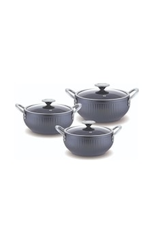 Fms Gm5004 Granit Mercan 3lü Güveç Set Gri Fms Gm5004 Granit Mercan 3lü Güveç Set Gri