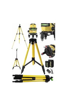 Yatay Ve Dikey Lazer Hizalama Bh2y 2 Adet 30m Li-on Pilli Yeşil Işık Seviye Ölçme +3 Kademe Ayaklı Tripod