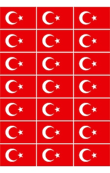 21 Adet Türk Bayrağı, Çıkartma, Kes Ve Yapıştır.