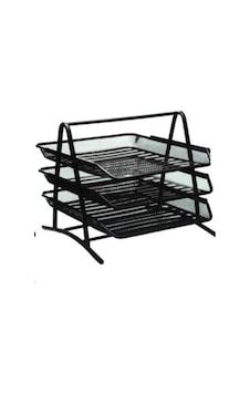 Kraf Perfore Evrak Rafı Metal 3 Katlı Siyah 450g