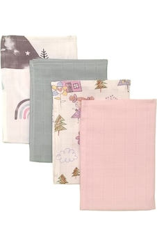 S-mall Bebek Müslin Omuz Ter Bezi 4'lü 40x30 CM Pink Rainbow Çok Renkli S-mall Bebek Müslin Omuz Ter Bezi 4'lü 40x30 CM Pink Rainbow Çok Renkli