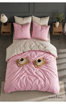 More Home Çift Kişilik Yorgan Kılıfı + Yastık Kılıfı Pudra Bej More Home Çift Kişilik Yorgan Kılıfı + Yastık Kılıfı Pudra Bej