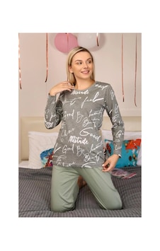 İkikareshop Kadın Uzun Kol Penye Pijama Takım Füme Çok Renkli İkikareshop Kadın Uzun Kol Penye Pijama Takım Füme Çok Renkli