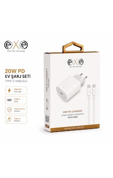 Exe 20w Pd Hızlı Şarj Adaptörü Usb-c Ev Tipi Şarj Aleti Type-c Kablolu 0