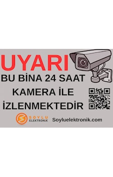 Uyarı Bu Bina 24 Saat Kamera İle İzlenmektedir Yapışkanlı Folyo Sticker 25x17cm
